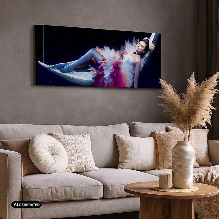 Panorama Bilder auf Leinwand Frau Geheimnis Kleid elegant Leinwandbild 90x30cm Wandbilder Dekoration