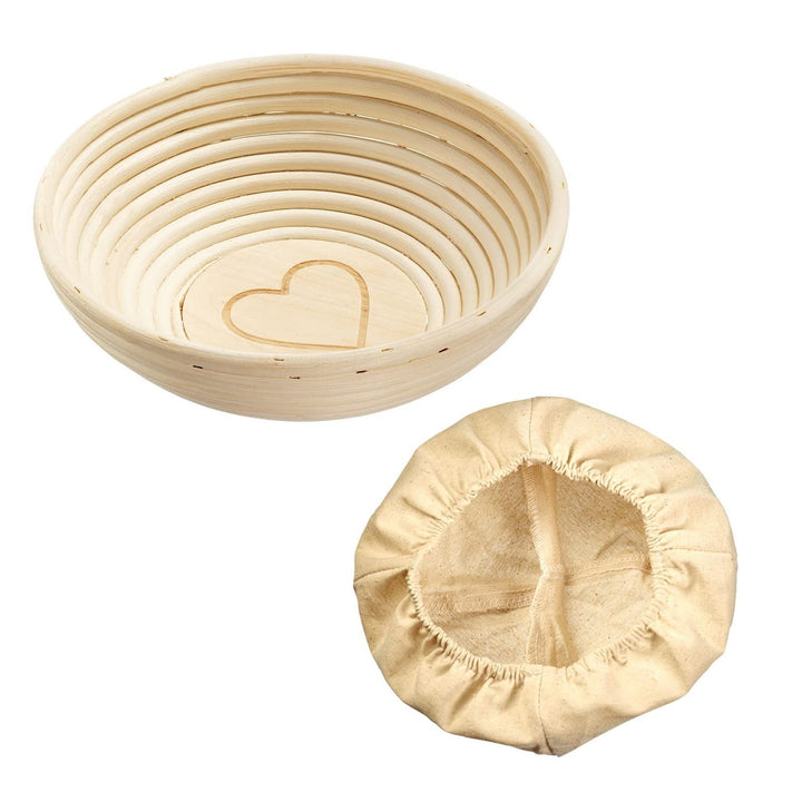 Westmark Gärkörbchen-Set, 2tlg., Gärkörbchen rund + Bezug, Mit Herz, Peddigrohr/Baumwolle, Hellbeige