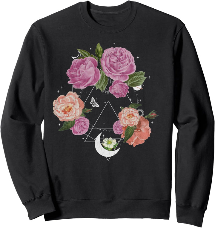 Trendy Floral Space Moon Sweatshirt