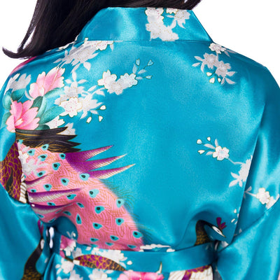 Westkun Mädchen Kimono Kinder Morgenmantel Satin Seide Japanisch Roben Kurze Blumen Muster Bademante