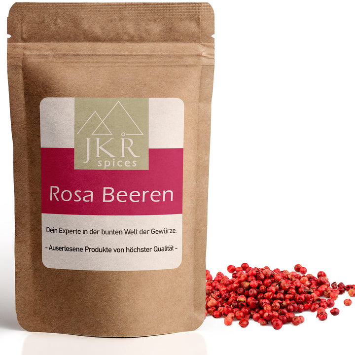 JKR Spices® 500g Rosa Pfeffer ganz - rosa Beeren Pfeffer - rote Schinus Pfefferkörner | ganze rote B