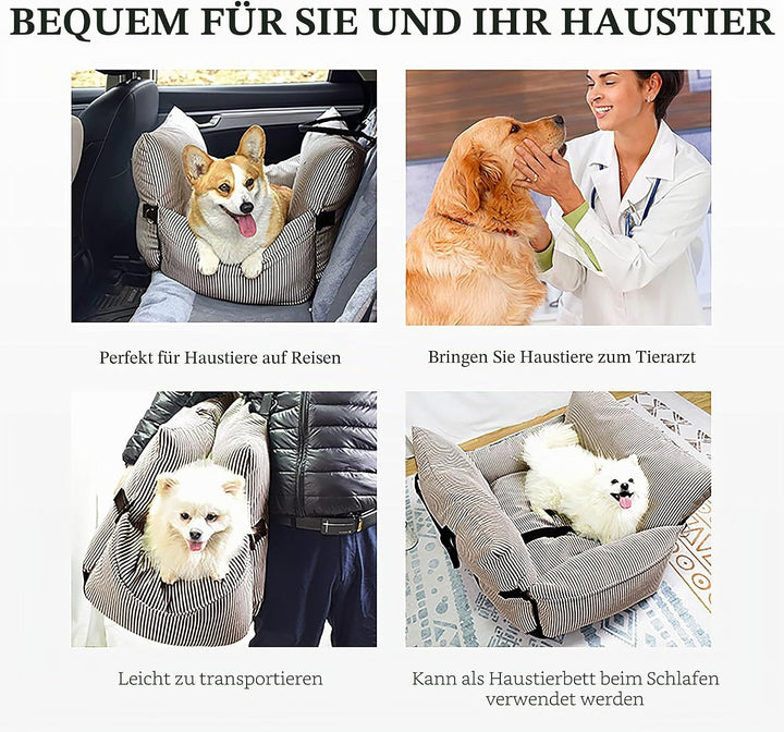 Autositz für kleine Hunde unter 6 kg, abnehmbare und waschbare Sitzerhöhung für Haustiere mit Anti-R