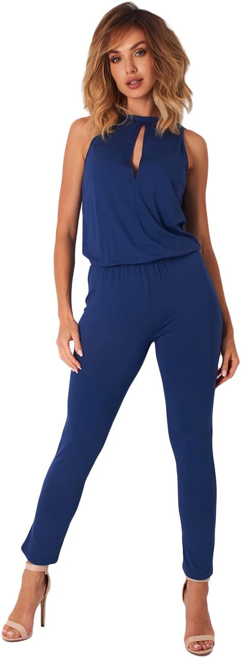 Lemoniade stylischer Jumpsuit V-Ausschnitt und raffinierten Details als Neckholder, Kurzarm oder Lan