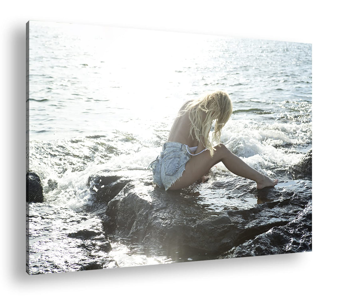 deyoli sexy Frau am Strand Format:75x50 cm als Leinwandbild, Motiv fertig gerahmt auf Echtholzrahmen