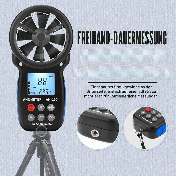 AIOMEST AI-100 Digital Anemometer, Windmesser Windmessgerät Handheld, Windmesser CFM Wind Speed Mete