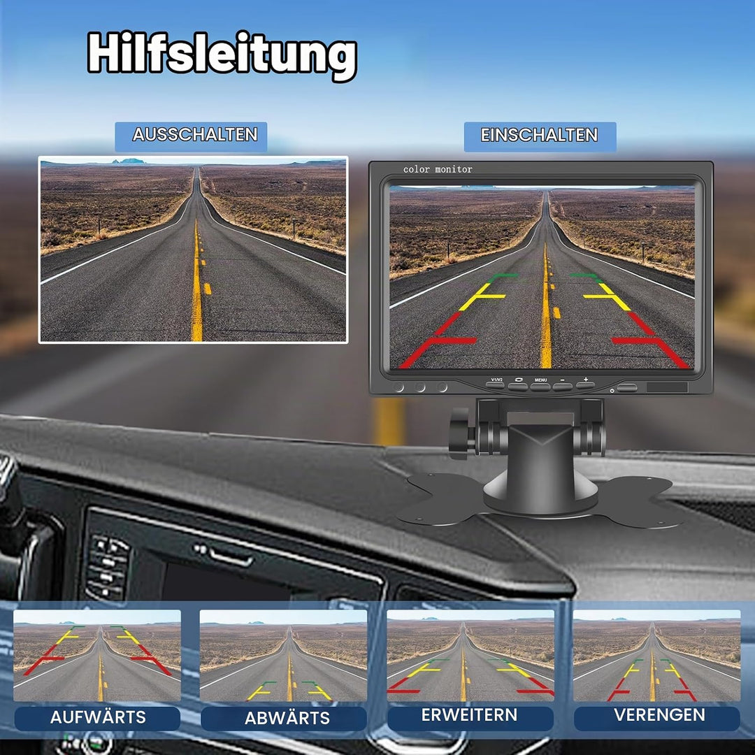 Hodozzy Rückfahrkamera 2 Kameras 7 Zoll IPS Monitor AHD Kamera Wasserdicht, Nachtsicht Frontkamera R