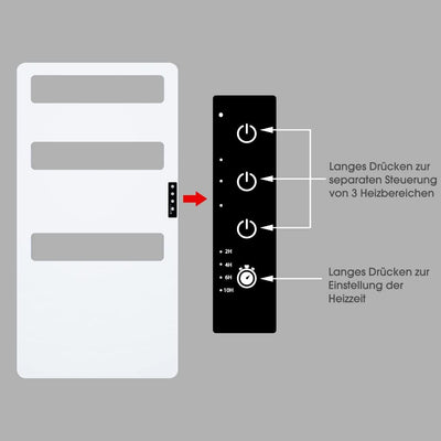 Badheizkörper 90x46cm Bad Heizkörper mit Touchschalter Timer Bad Handtuchhalter Heizung Elektrisch B