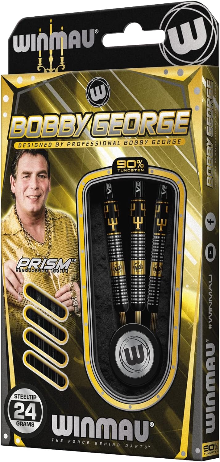 WINMAU Bobby George 24 Gramm Profi Wolfram Softip Dartpfeile Set mit Flights und Schäfte