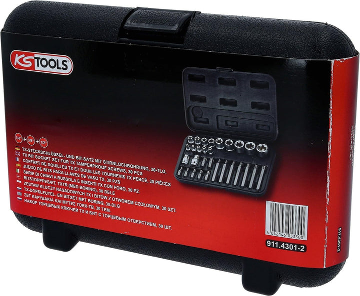 KS Tools 911.4301-2 TX-Steckschlüssel- und Bit-Satz, 30-tlg. Bits mit Bohrung