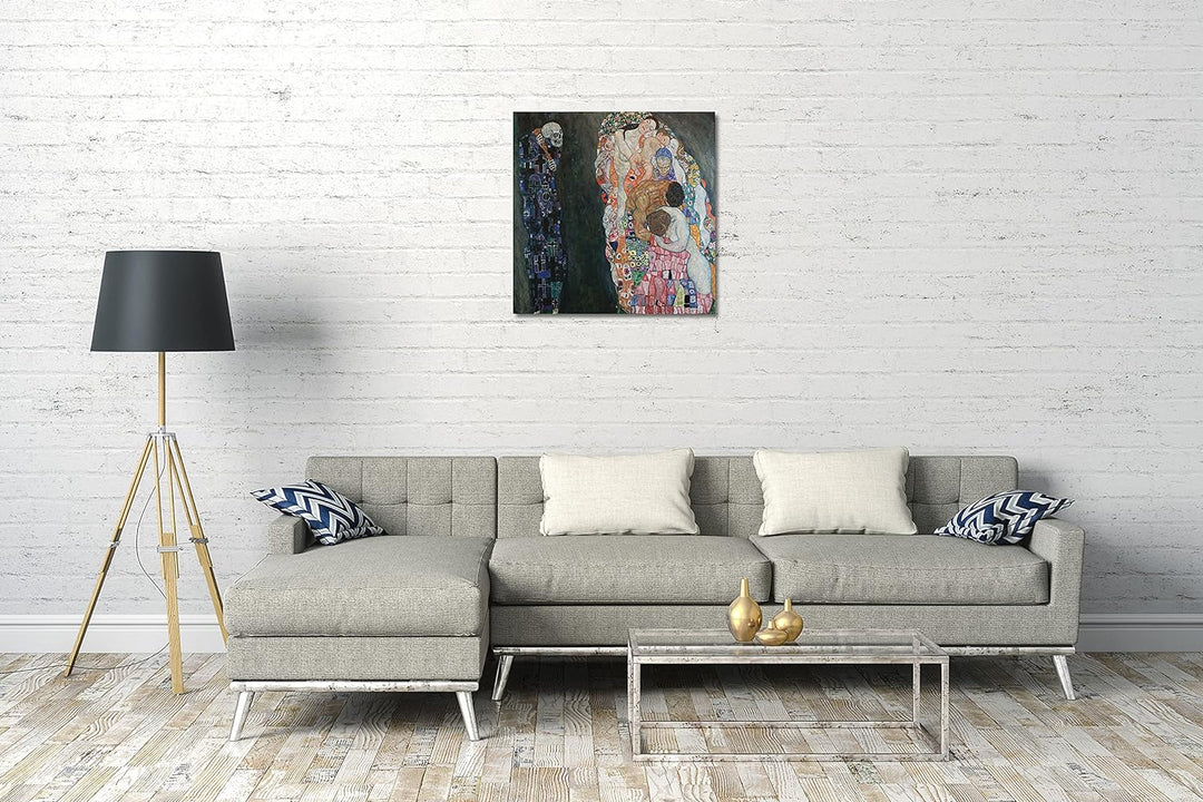 Printed Paintings Leinwand (70x70cm): Gustav Klimt - Tod und Leben (1908-1915) 70x70 cm, 70x70 cm