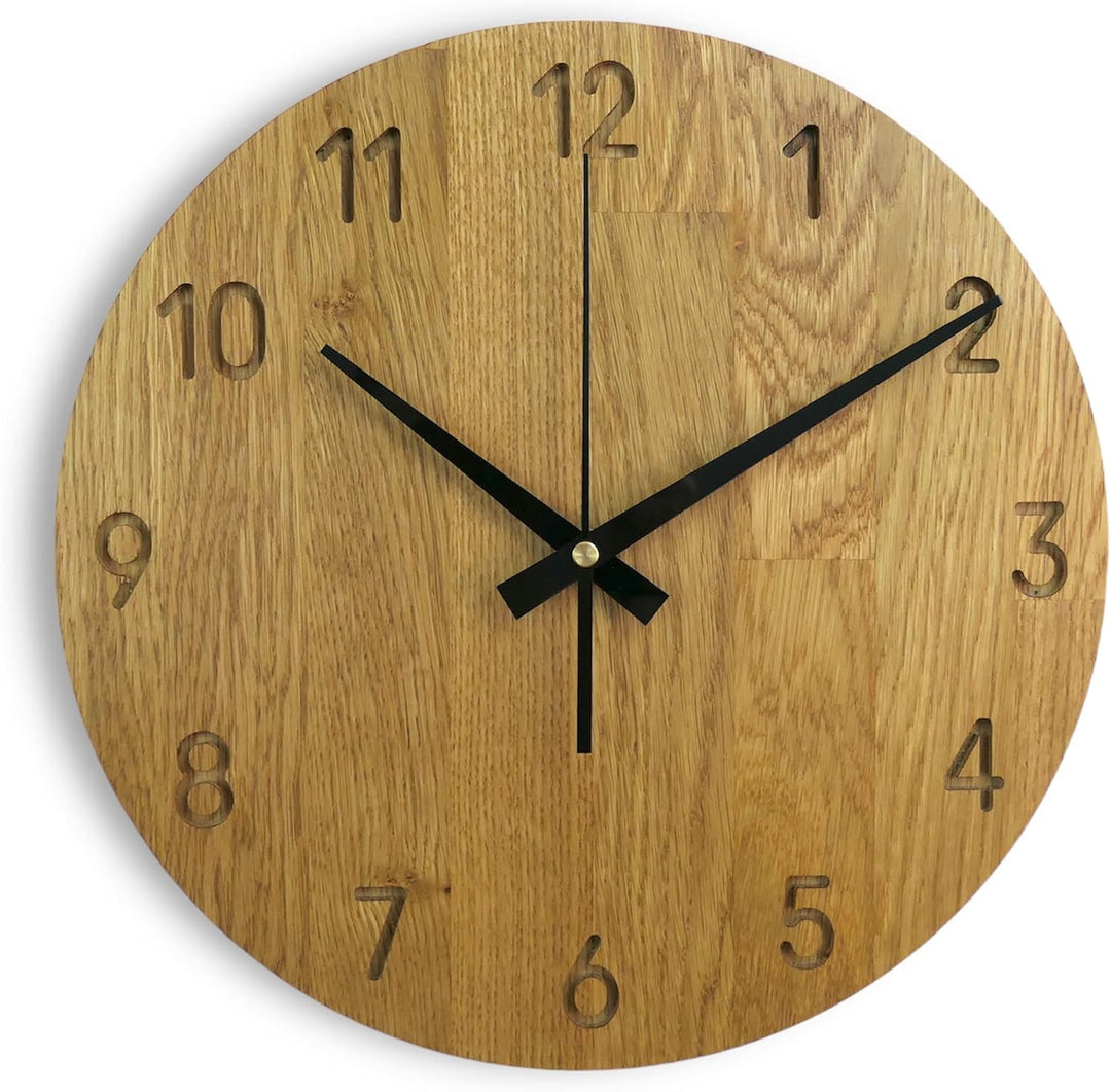 SENTOP Wanduhr aus Holz MAS002, Wanduhr aus Eiche, Moderne Wanduhr, Heimdekoration, Wanduhr aus echt