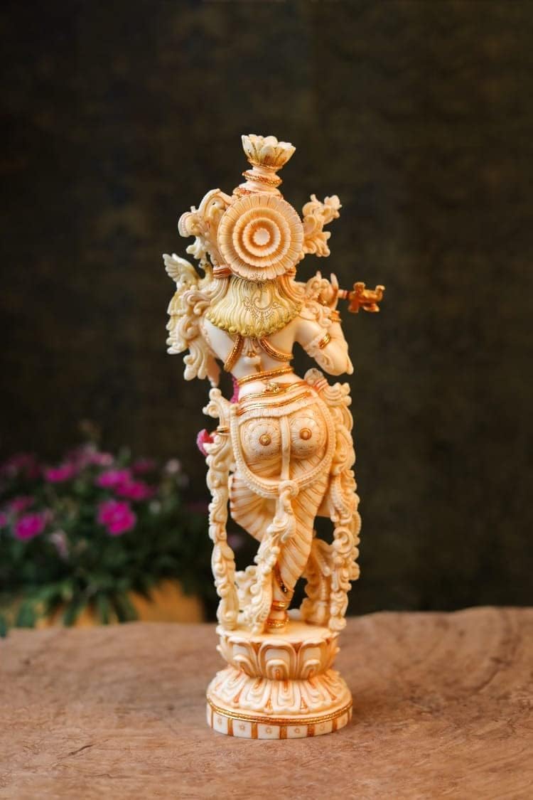 SHIVAJI ARTS Krishna-Statue, Marmor, gross, handbemalt, Zuchtmarmor, Herr Krishna Idol, Hindu Ehe