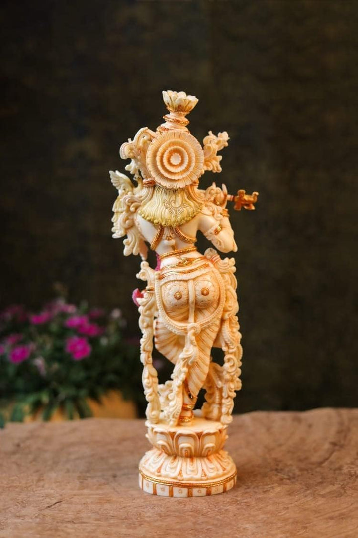 SHIVAJI ARTS Krishna-Statue, Marmor, gross, handbemalt, Zuchtmarmor, Herr Krishna Idol, Hindu Ehe