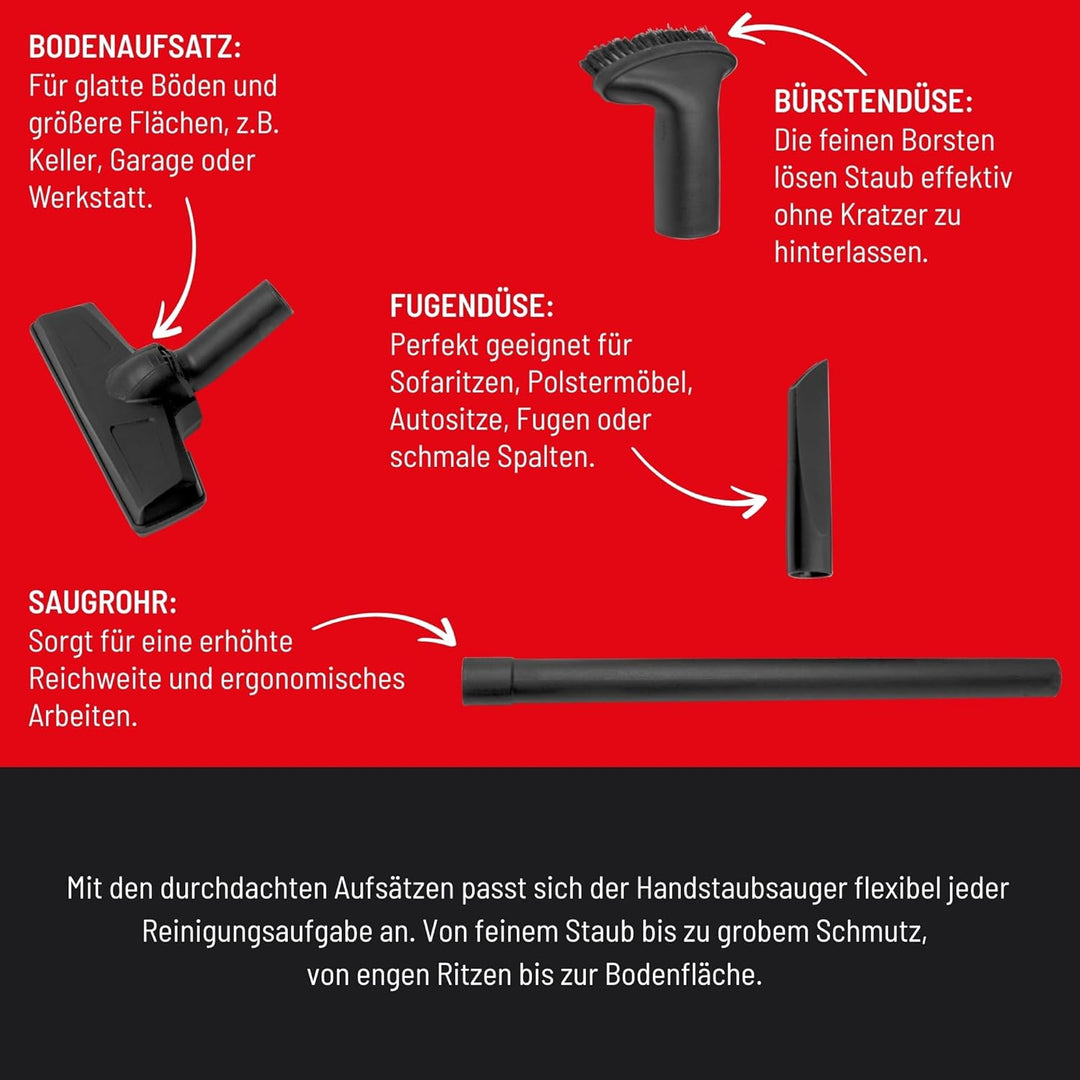 Güde 58402 Akku Handstaubsauger HSS 18-201-05 (18 V, 3,8 kPA, Beutellos, Einsatz rund ums Haus und G