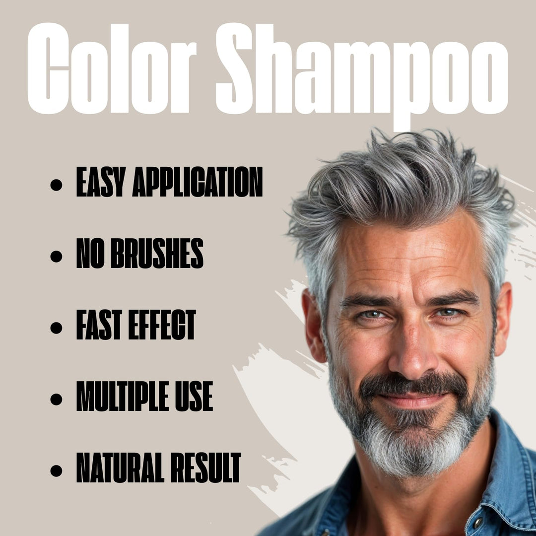 Beardburys Farbshampoo für Bart und Schnurrbart Grau 9G – Semipermanente Haarfarbe für Herren – 5 Mi