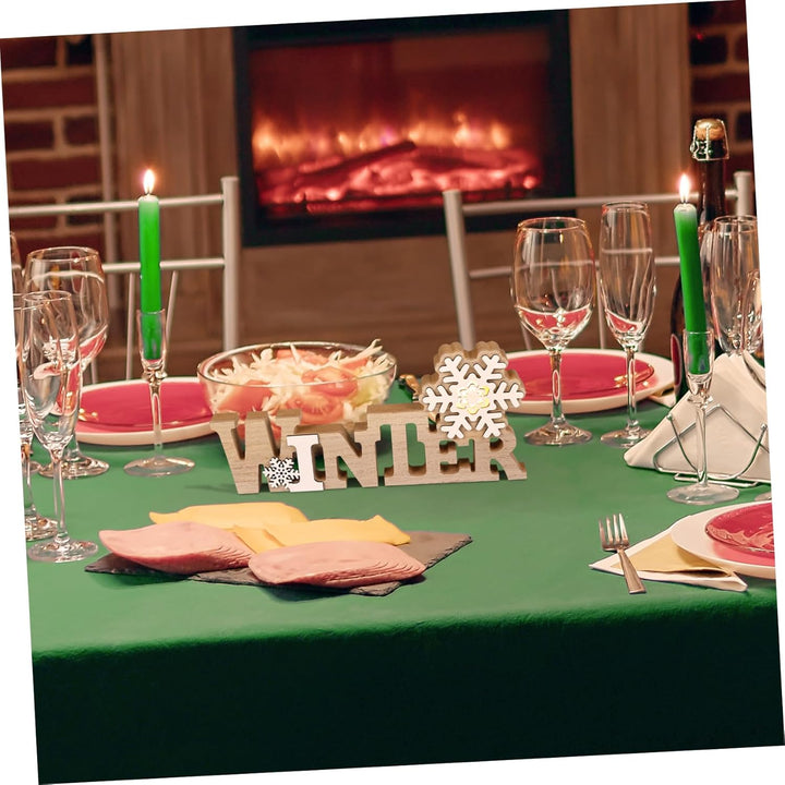 Garneck Holz-Tischdekoration, Winter-Holzschild, LED-Schneeflocke, Mittelstück, freistehend, Holzsch