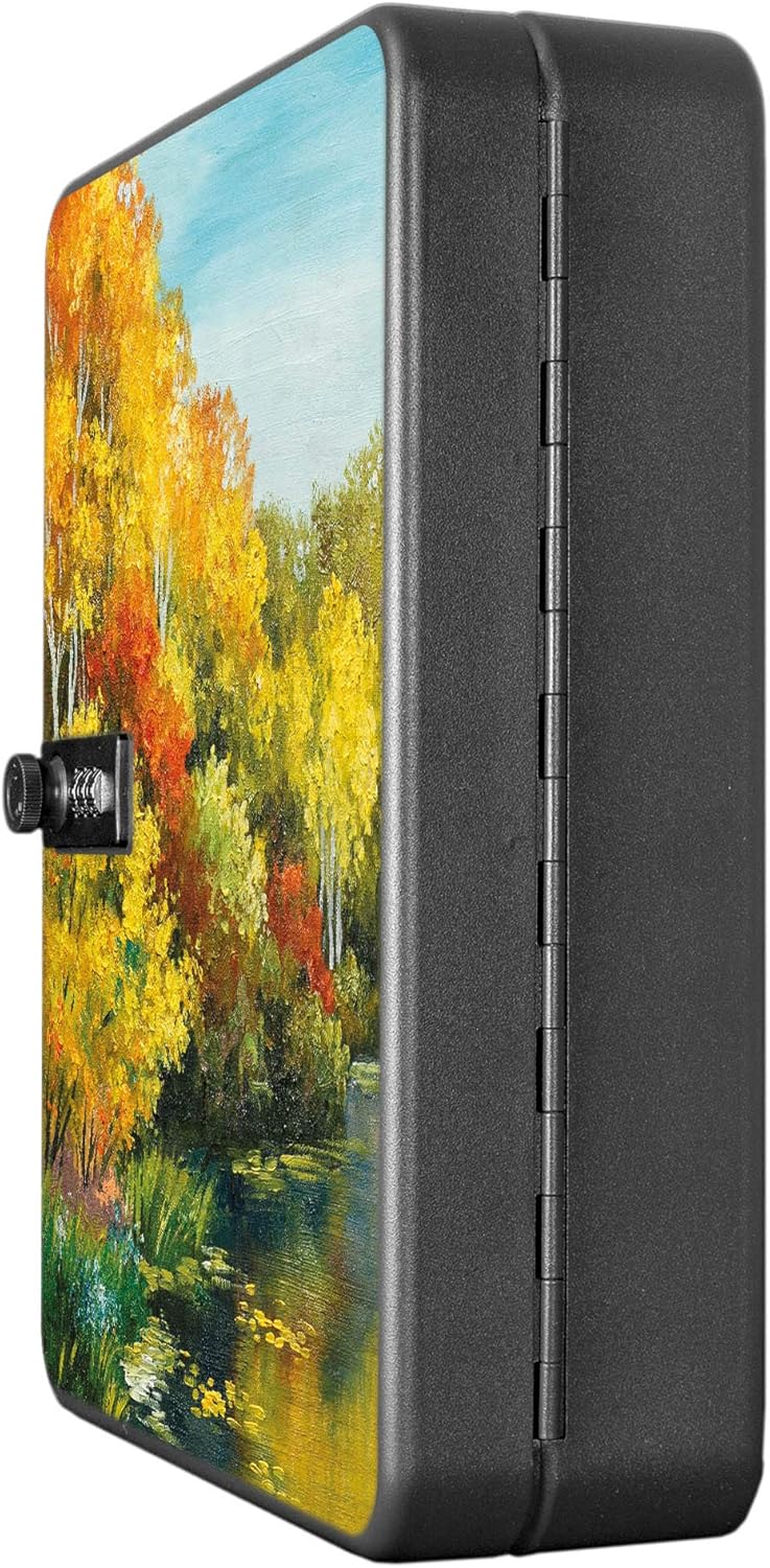 banjado® Burg-Wächter® abschliessbarer Schlüsselkasten mit Motiv Kanal Im Herbst für 36 Schlüssel -