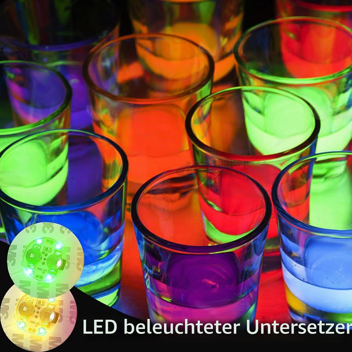 12 pcs LED-Untersetzer, LED Sticker Stimmungslichter, Bunt LED Untersetzer, Leuchtuntersetzer Rund,