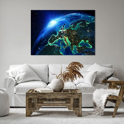 Bilder auf Leinwand 100x70cm Leinwandbild Nacht raum welt ansicht Gross Wanddeko Bild Schlafzimmer K