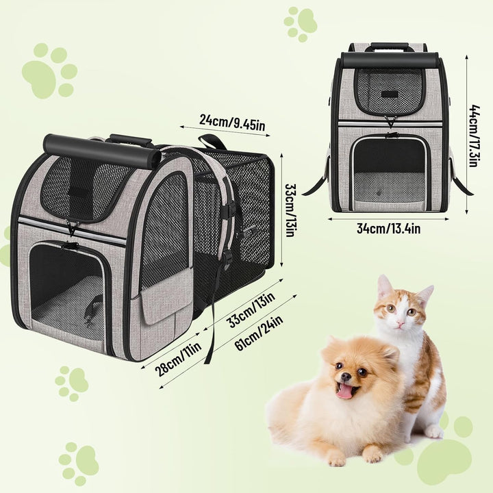 Hunderucksack Erweiterbar - Hunderucksack Bis 8kg, Faltbare Katzen Rucksack für Katzen Hunde mit Inn