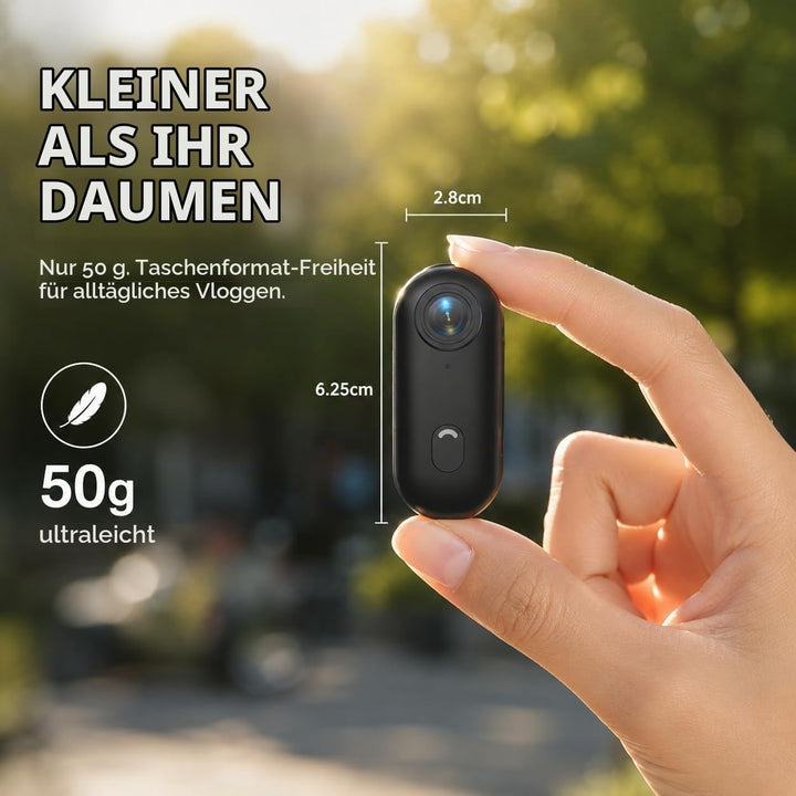 Winnes 4 K Mini Sportkamera, Tragbar,120 ° Weitwinkel, Sportkamera mit Clip hinten, 360 °, Audio- un