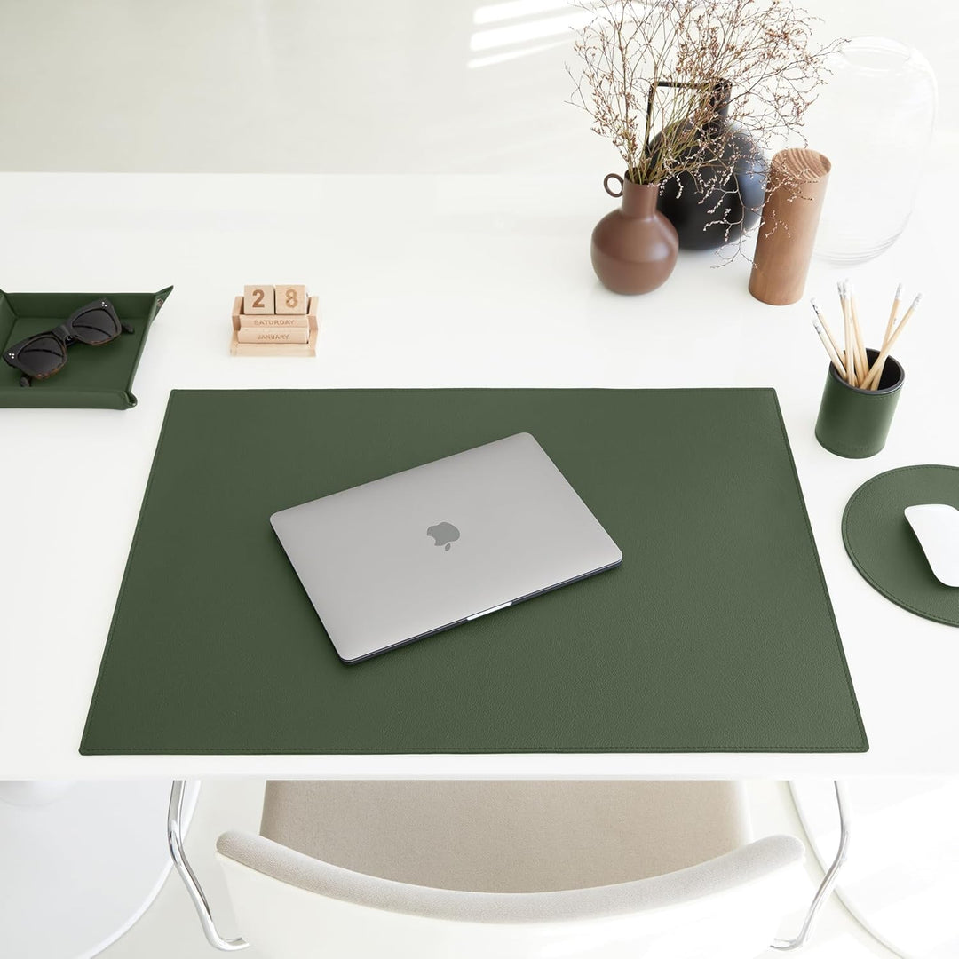 Eglooh - Iris - Taschenleerer aus echtem Leder Grün - Schreibtisch-Organizer mit modernem Design - A