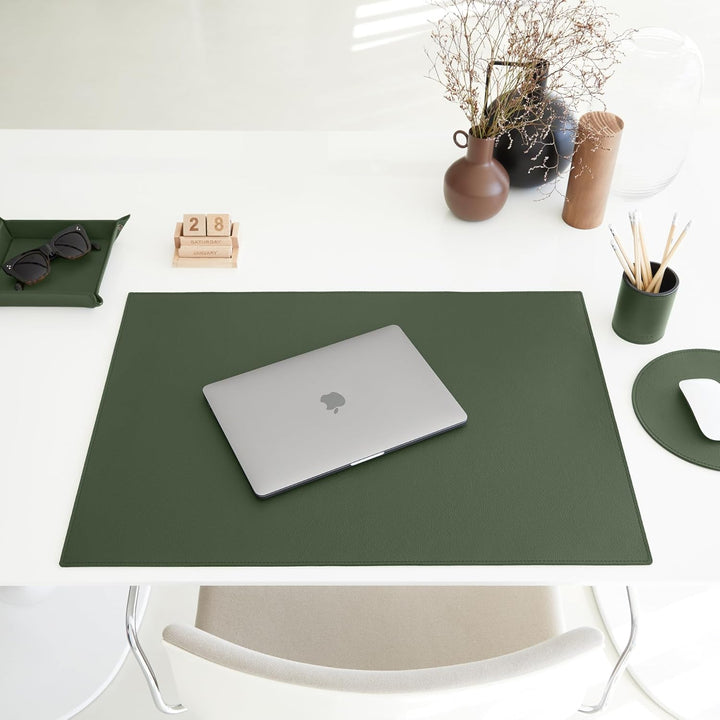 Eglooh - Iris - Taschenleerer aus echtem Leder Grün - Schreibtisch-Organizer mit modernem Design - A