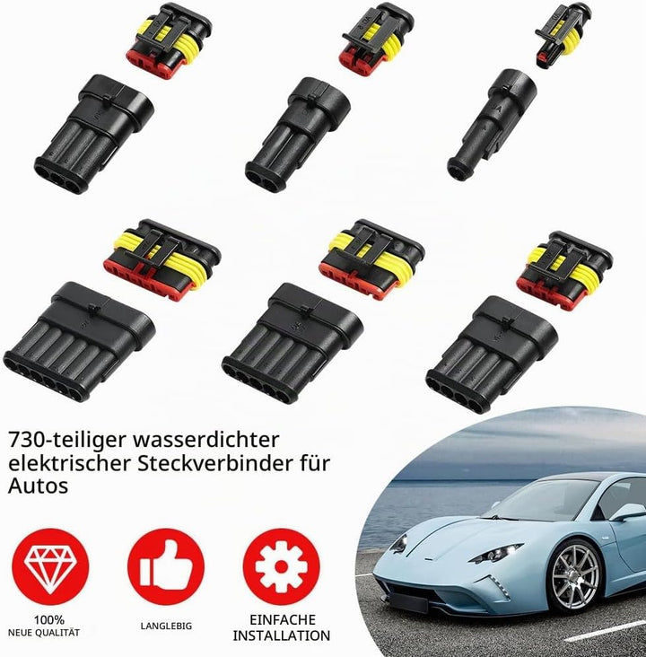 URAQT Auto Wasserdichte KFZ Kabel Steckverbinder, Schnell kfz Steckverbinder Wasserdicht, 730PCS Kfz