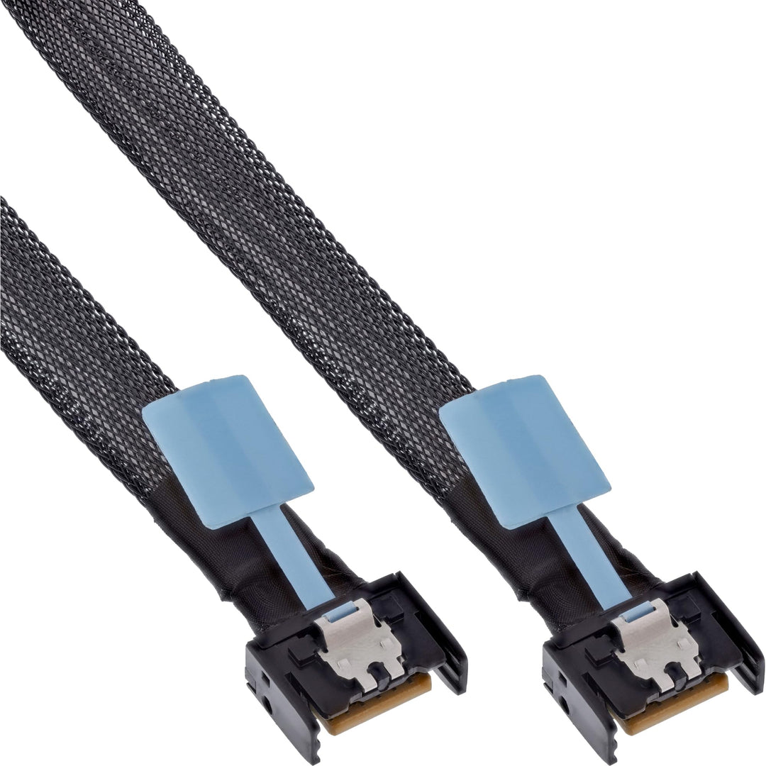 InLine MCIO Kabel 0,75 m, PCIe 5.0 Datenkabel mit MCIO x4 Stecker, SAS &amp; Ethernet kompatibel, schwar