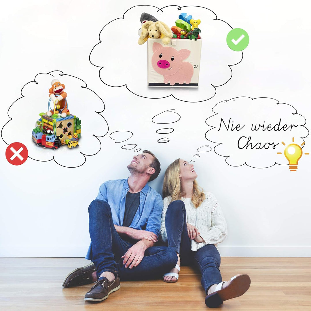 Aufbewahrungsbox Kinder mit Löwe Motiv I Spielzeugbox mit Tiermotiv passend für Würfelregale I Ordnu