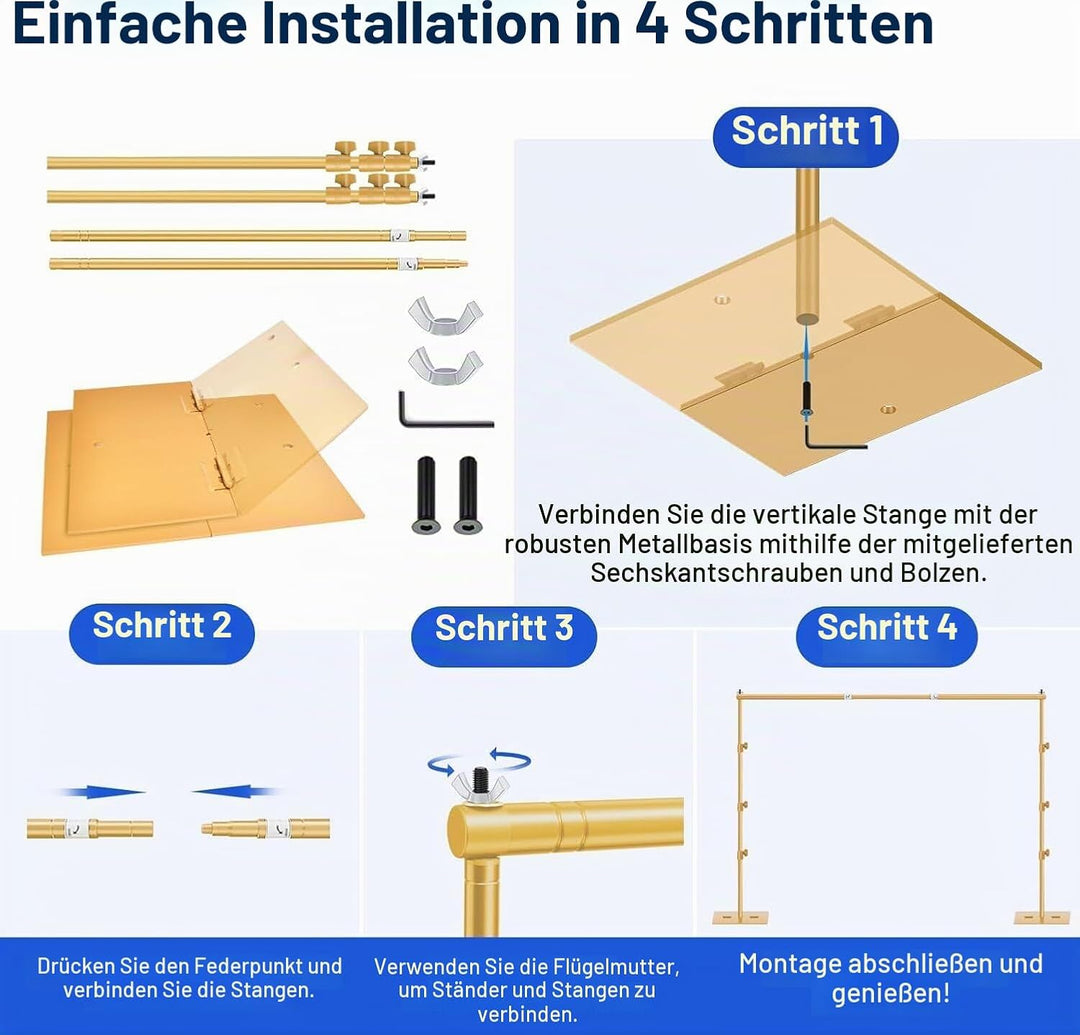 EMART Foto Hintergrund Ständer mit Stahlsockel, 2,6m x 3m Verstellbarer Hintergrundsystem, Hintergru