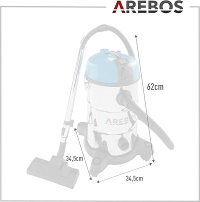 Arebos Industriestaubsauger 1300W | Nass- & Trockensauger | Mehrzwecksauger Wasser-Staubsauger | Wer