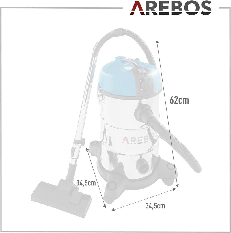 Arebos Industriestaubsauger 1300W | Nass- & Trockensauger | Mehrzwecksauger Wasser-Staubsauger | Wer