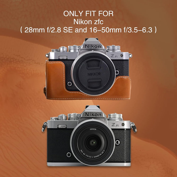 Z fc Zfc Kameratasche Rieibi PU Leder Tasche mit Gurt für Nikon Z fc 28mm f/2.8 SE, 16-50mm f/3.5-6.