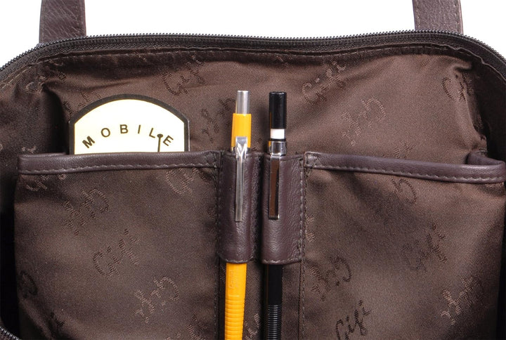 Gigi - Leder - Damenhandtasche/Schultertasche/Tote - OTHELLO 9101" Dunkelbraun, Dunkelbraun