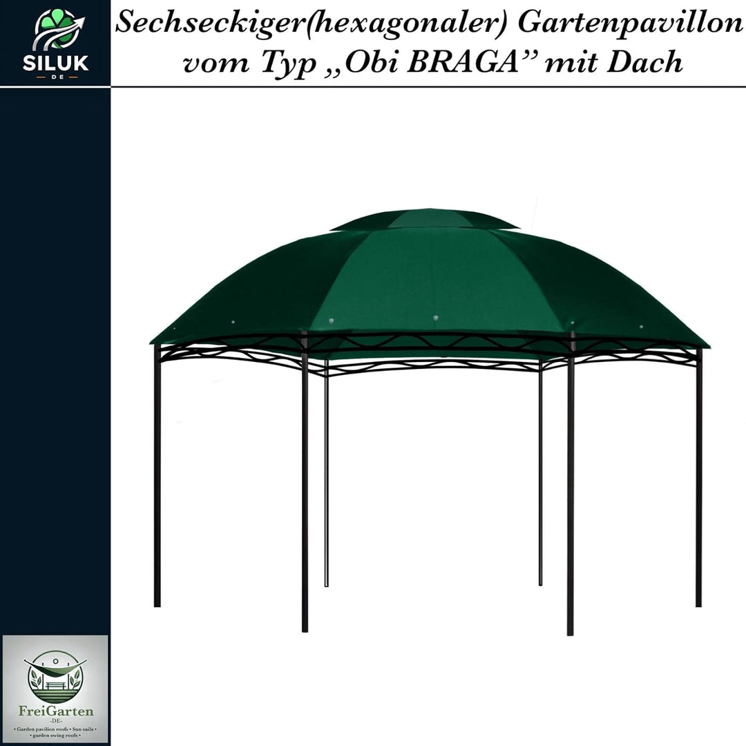 freigarten.de Ersatzdach für Pavillon Ø 350 [cm] Wasserdicht Material: Panama PCV Soft 370g/m² extra