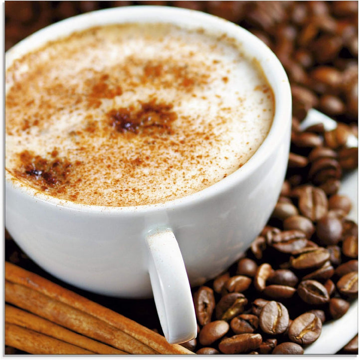 ARTland Glasbilder Wandbild Glas Bild einteilig 50x50 cm Quadratisch Kaffee Cafe Coffee Cappuccino K