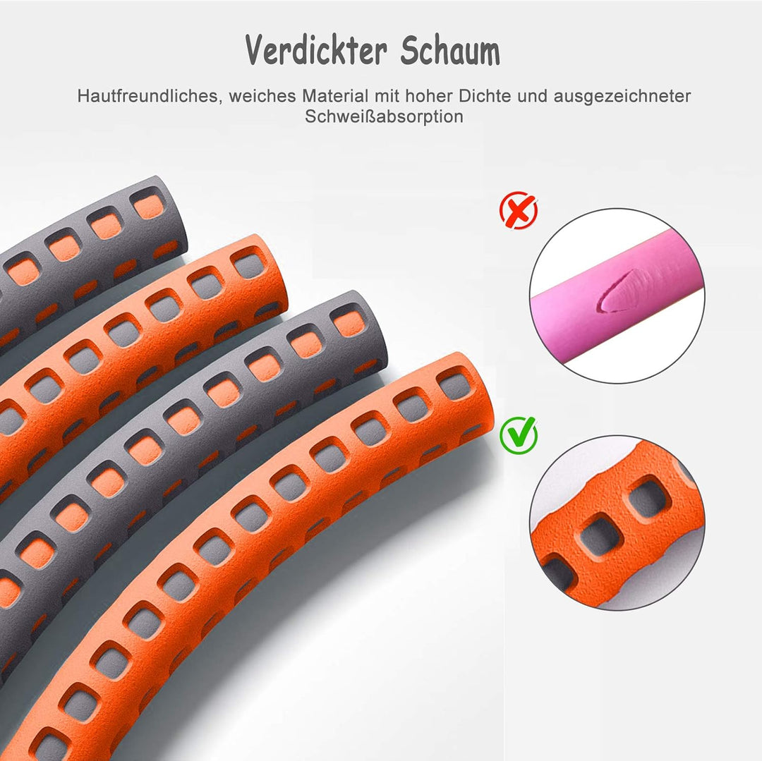 Hula Hoop Reifen, Fitness Reifen Erwachsene Hoop zur Gewichtsabnahme, 8 Segmente Stabiler Edelstahlk