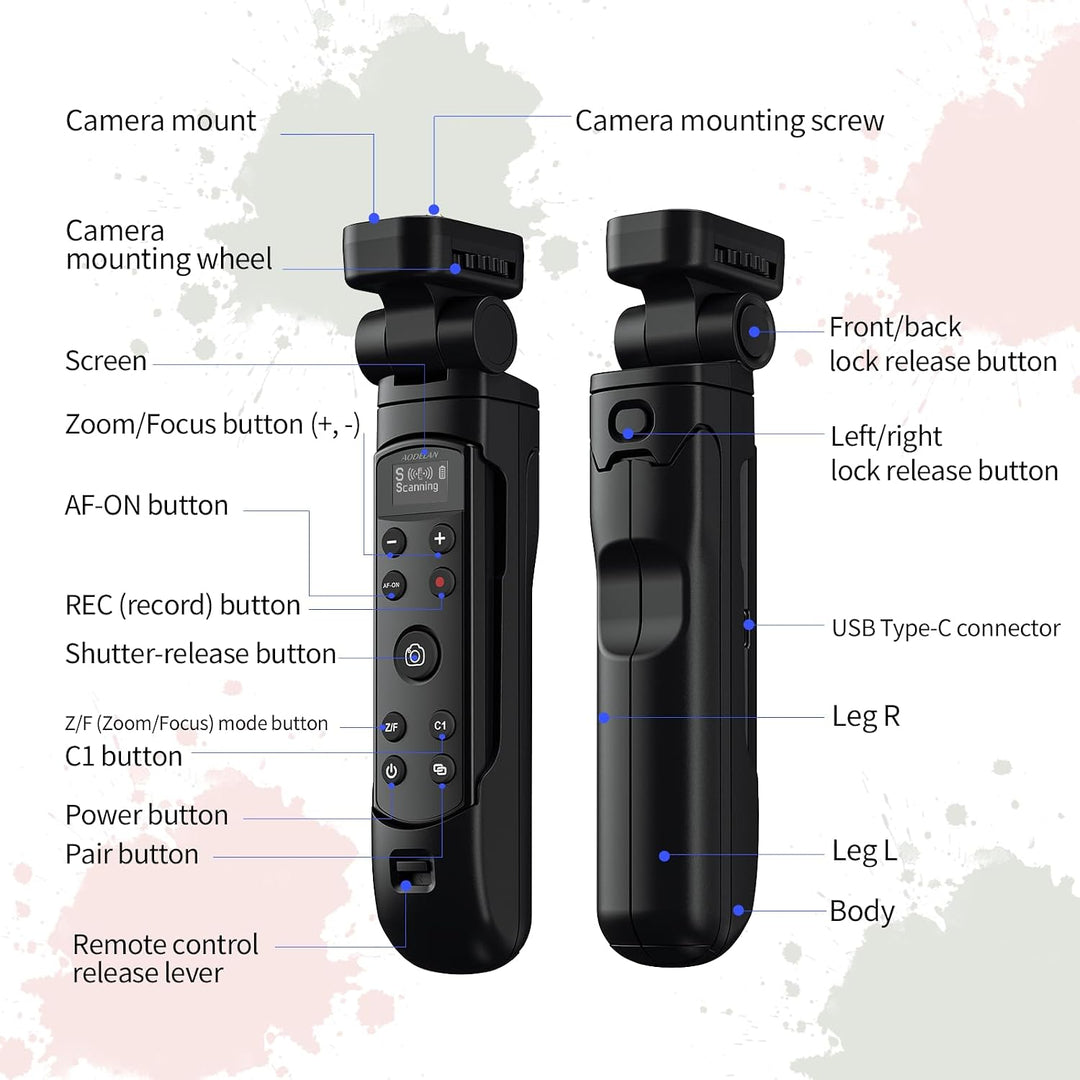 AODELAN Kamera-Griff mit Auslöser, wiederaufladbar, kabellos, Mini-Stativ für A7C, A7III, ZV-1, ZV-E