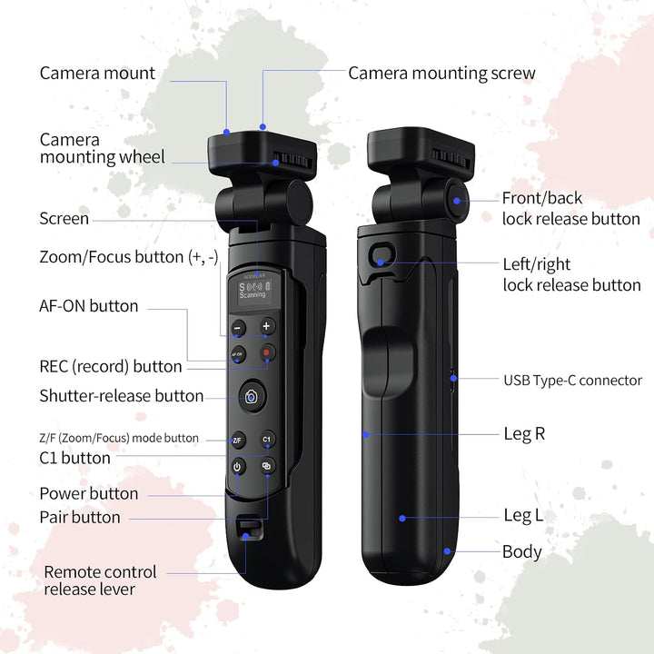 AODELAN Kamera-Griff mit Auslöser, wiederaufladbar, kabellos, Mini-Stativ für A7C, A7III, ZV-1, ZV-E