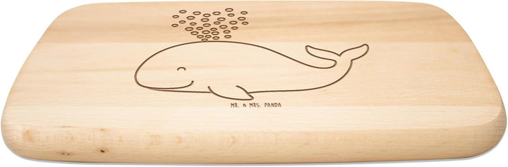 Mr. & Mrs. Panda Frühstücksbrettchen Wal Konfetti - Geschenk, Meer, Holzbrett, Küchenbrett, Frühstüc