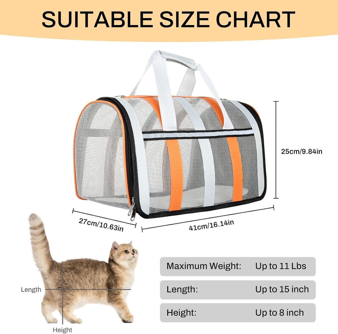 Flugtauglicher Haustierträger,atmungsaktives Mesh-Hund-Katzen-Reisetasche mit Reflektoren,tragbare H