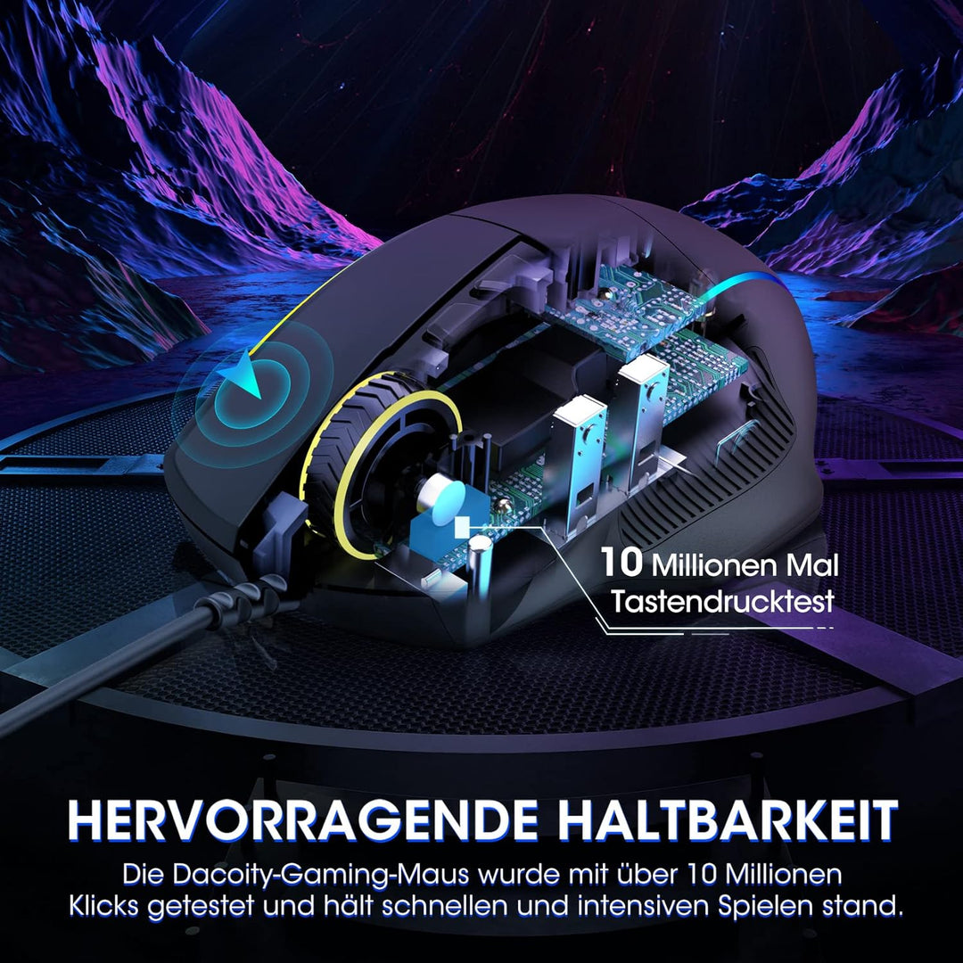 Gaming Maus, Gaming Mouse mit 8 Programmierbare Tasten und Einstellbar 8000 DPI, RGB Beleuchtung PC
