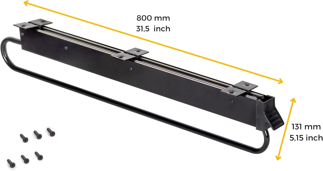 Emuca - Kleiderbügelauszug ausziehbar für kleiderschrank, Ausziehbare Kleiderstange Länge 800mm, Ede