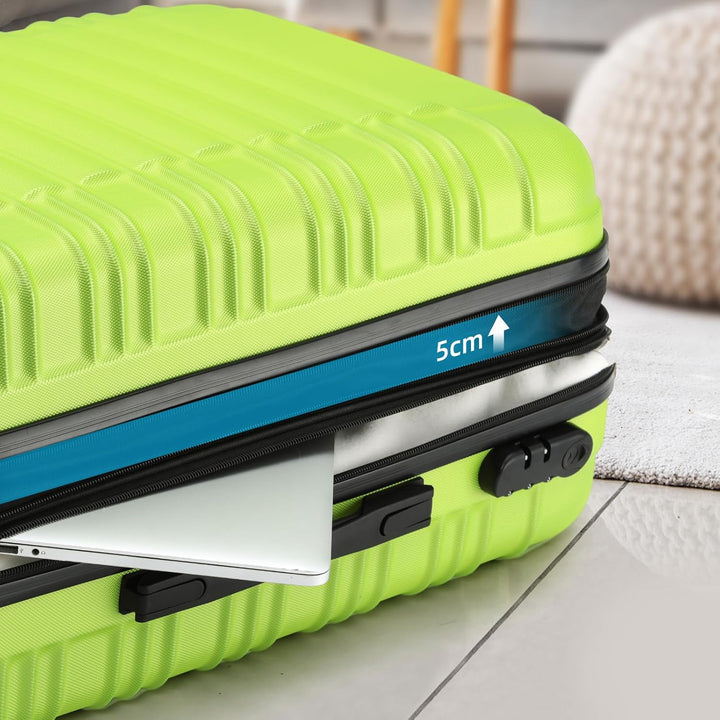 BEIBYE 2088 Zwillingsrollen Reisekoffer Koffer Trolleys Hartschale M-L-XL-Set (Green, L) Green L, Gr