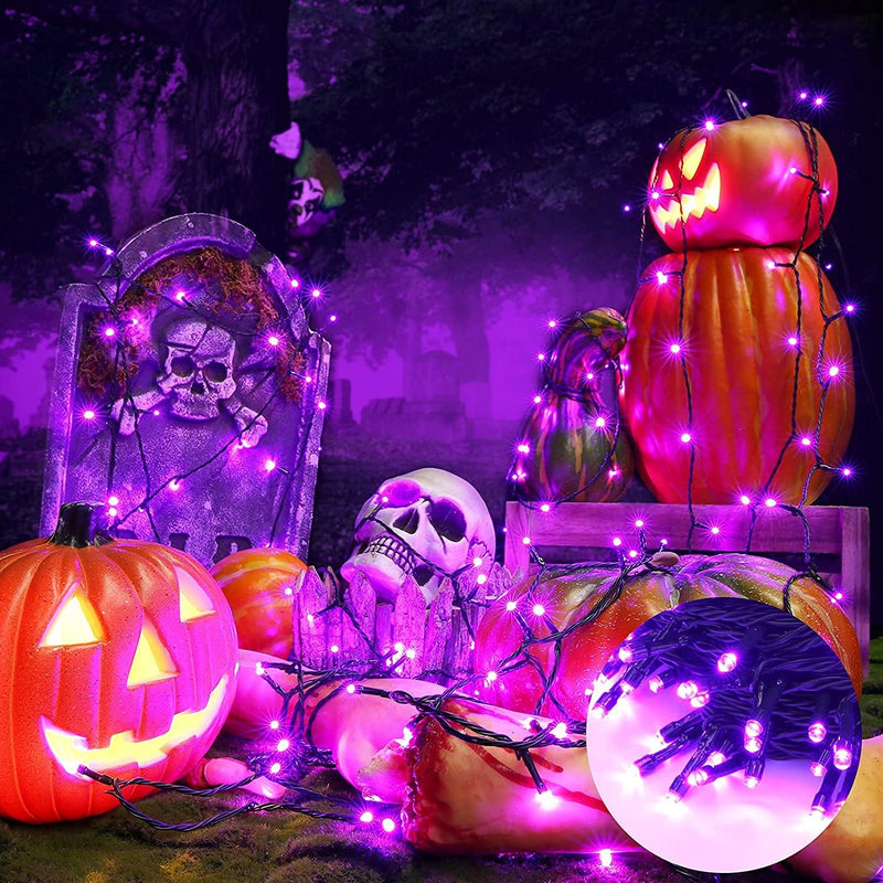 BrizLabs Halloween Lichterkette Outdoor, 20M 200 LED Lila Weihnachten Lichterketten Aussen Strombetr