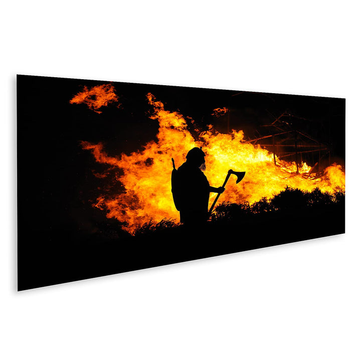 islandburner Bild auf Leinwand Ein Wikinger im Brennenden Gebäude Bilder Wandbilder Poster Leinwand