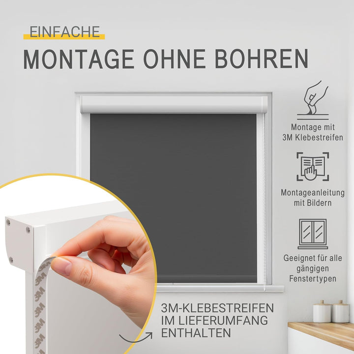 Sol Royal Kassettenrollo mit Führungsschiene SolReflect K24 100x175 cm Anthrazit - Blackout Thermoro