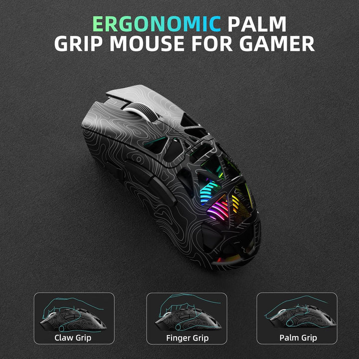 AULA SC620 Kabellose Gaming Maus,BT5.0/2.4G/USB-C,mit PixArt PAW3311-Sensor,12000DPI,8KHz,Feuertaste