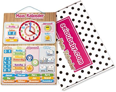 MAGNETISCHE KINDER-KALENDERUHR, Lernspiel Datum Wetter und Zeit für Wand oder Kühlschrank, 43x32cm.